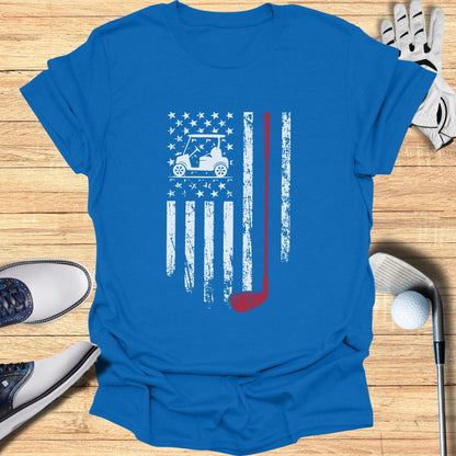 Patriotic Golf Cart USA Flag T-Shirt - Funny Golf Tee by Swing Epic