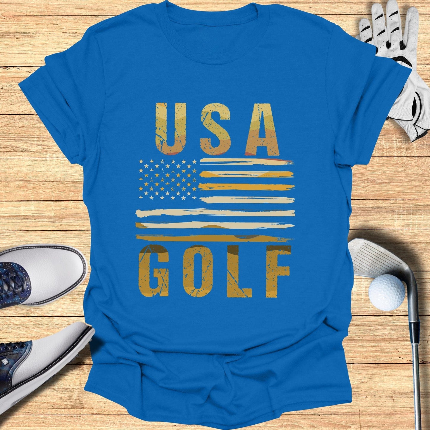 USA Golf Distressed Flag T-Shirt - Funny Golf Tee by Swing Epic