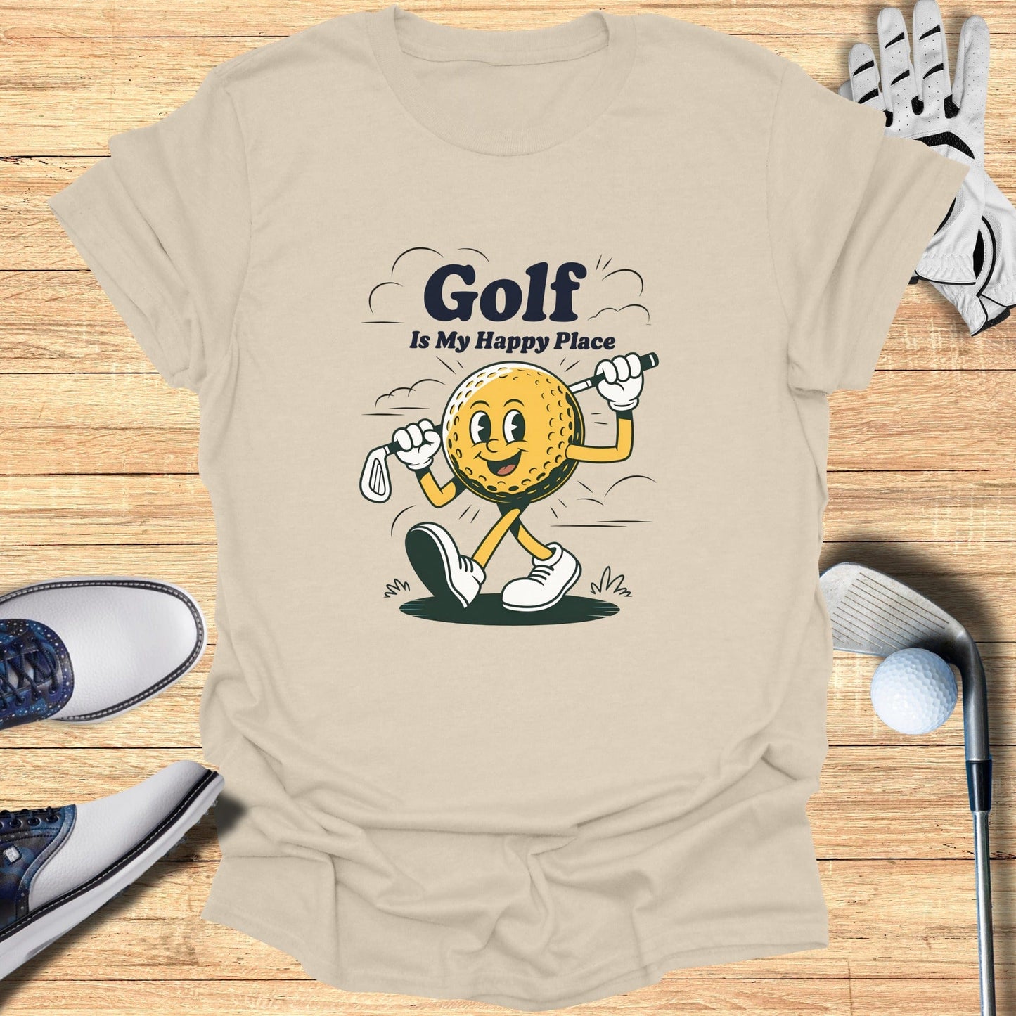 Golf Is My Happy Place T-Shirt - Funny Golf Tee by Swing Epic