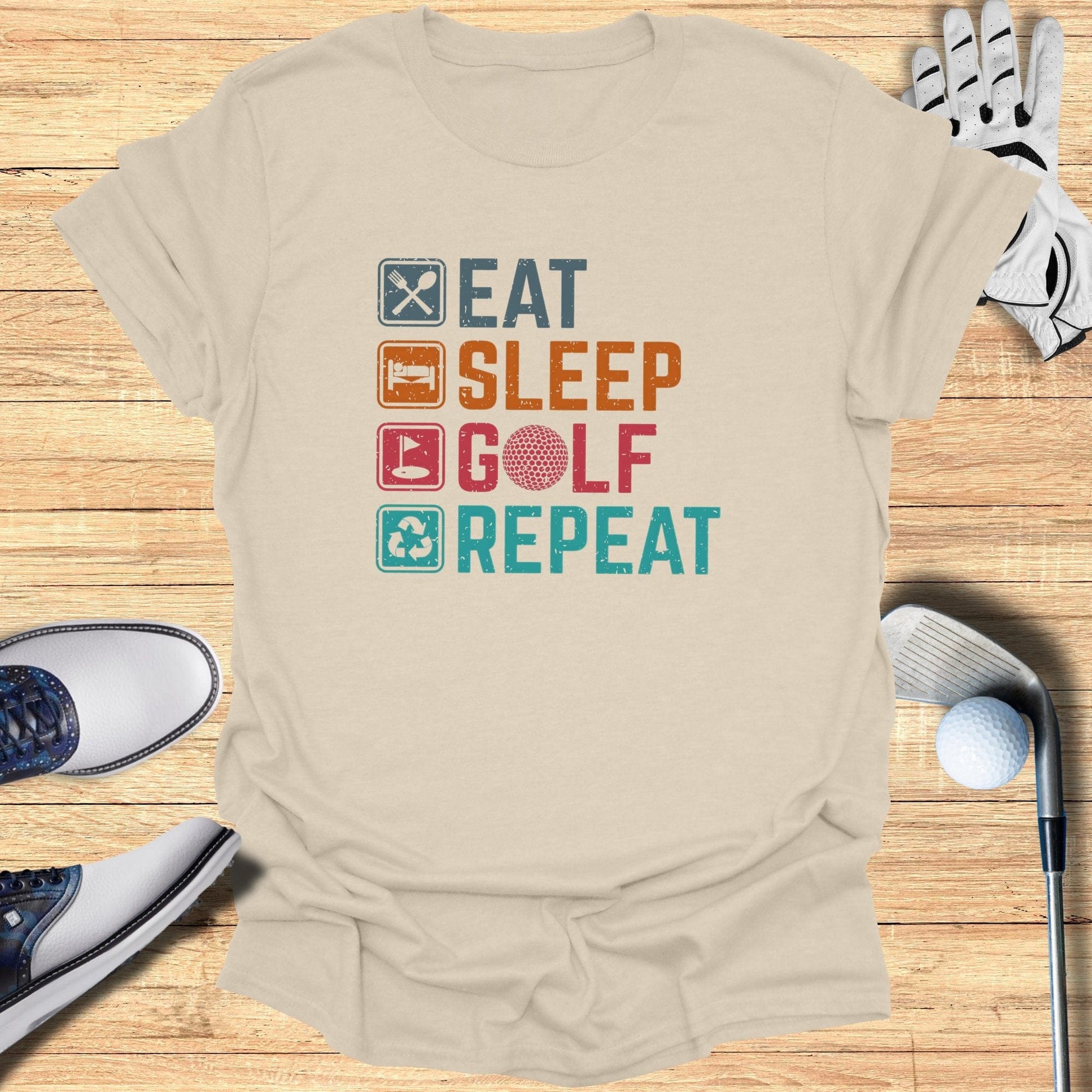 Eat Sleep Golf Repeat T-Shirt - Funny Golf Tee by Swing Epic