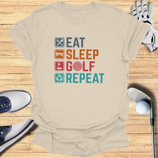 Eat Sleep Golf Repeat T-Shirt - Funny Golf Tee by Swing Epic