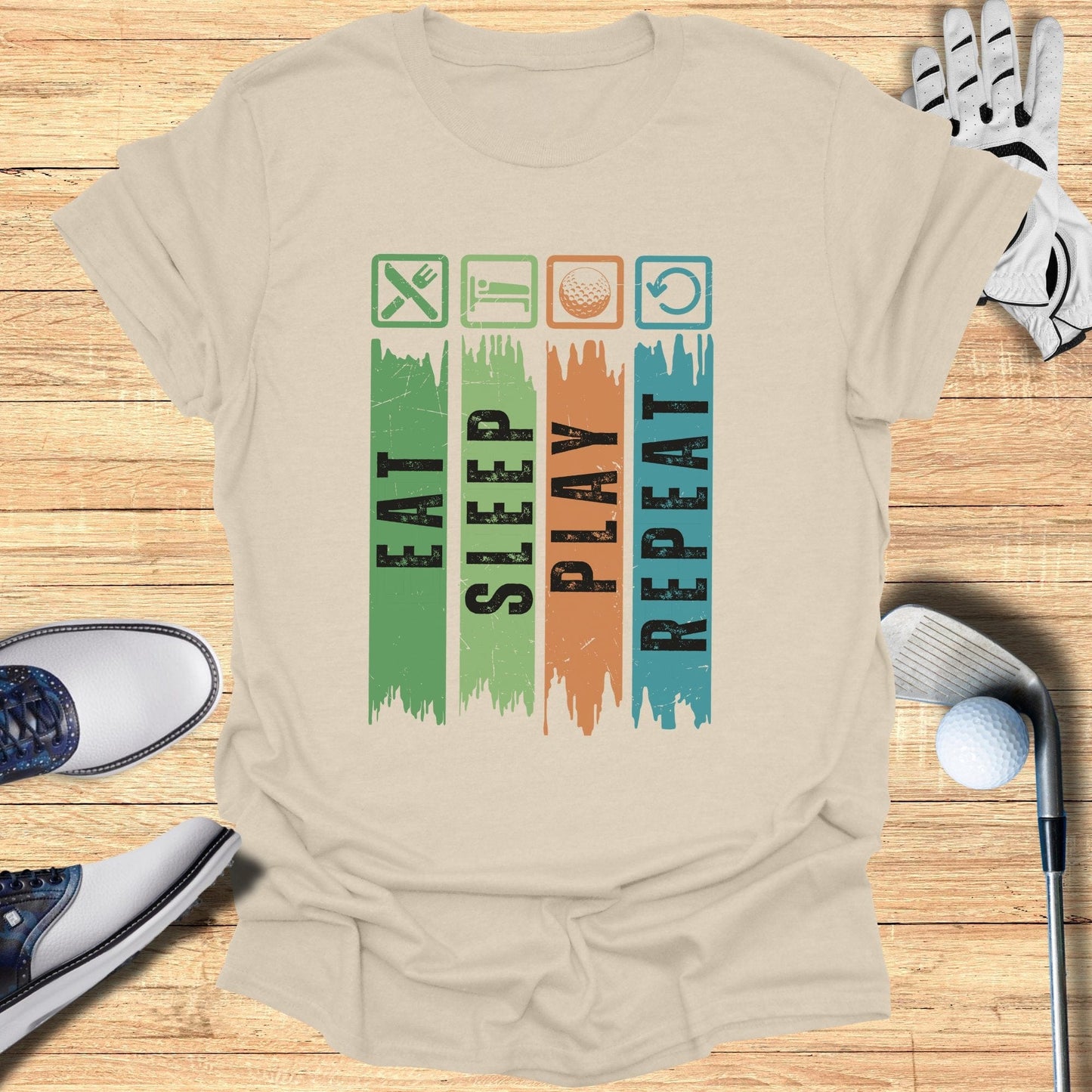 Eat Sleep Play Repeat T-Shirt - Funny Golf Tee by Swing Epic