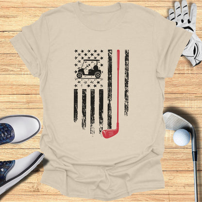 Patriotic Golf Cart USA Flag T-Shirt - Funny Golf Tee by Swing Epic