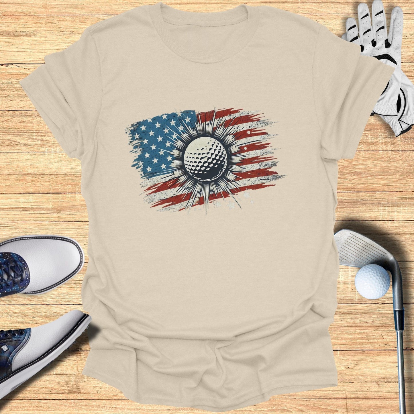 American Flag Golf Ball T-Shirt - Funny Golf Tee by Swing Epic