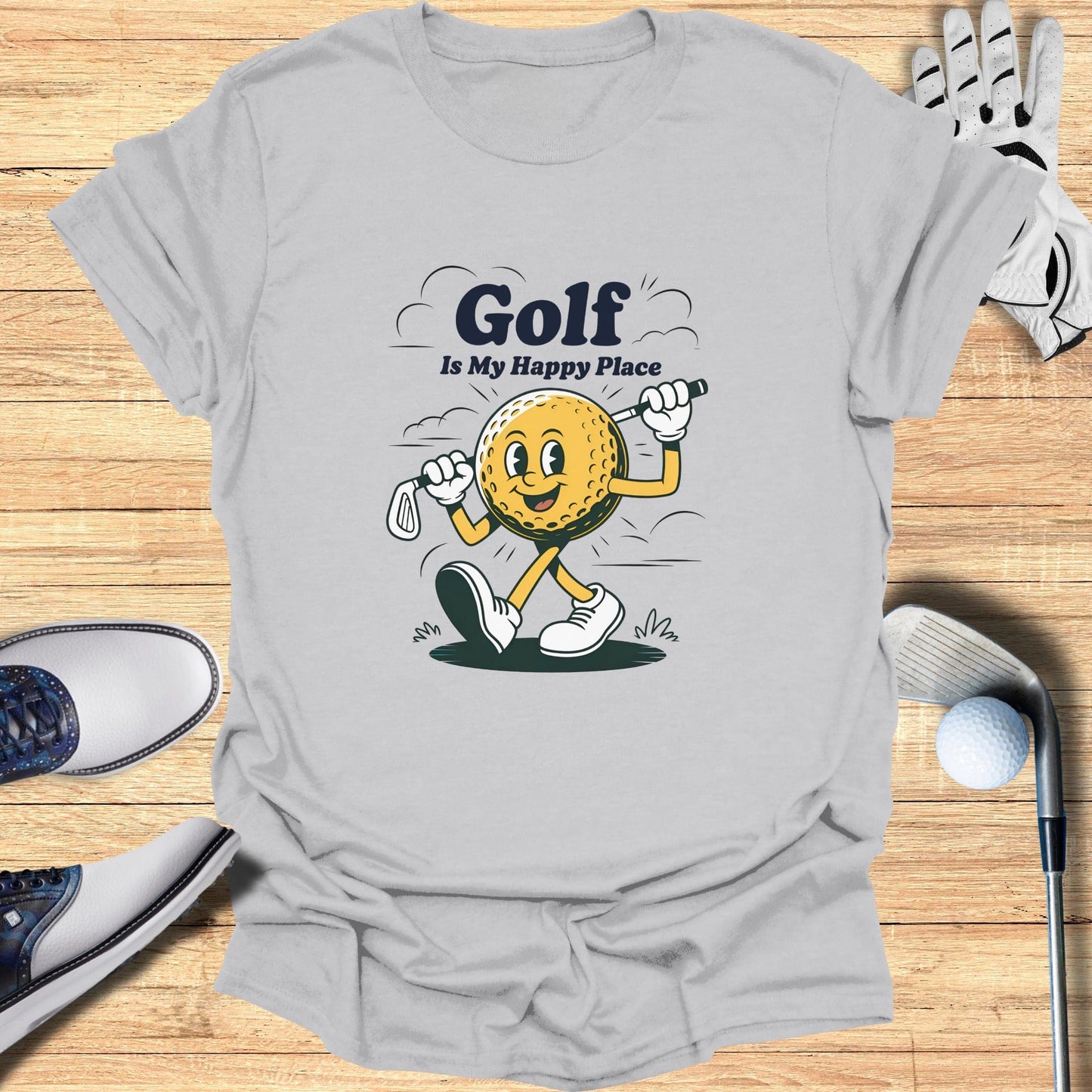 Golf Is My Happy Place T-Shirt - Funny Golf Tee by Swing Epic