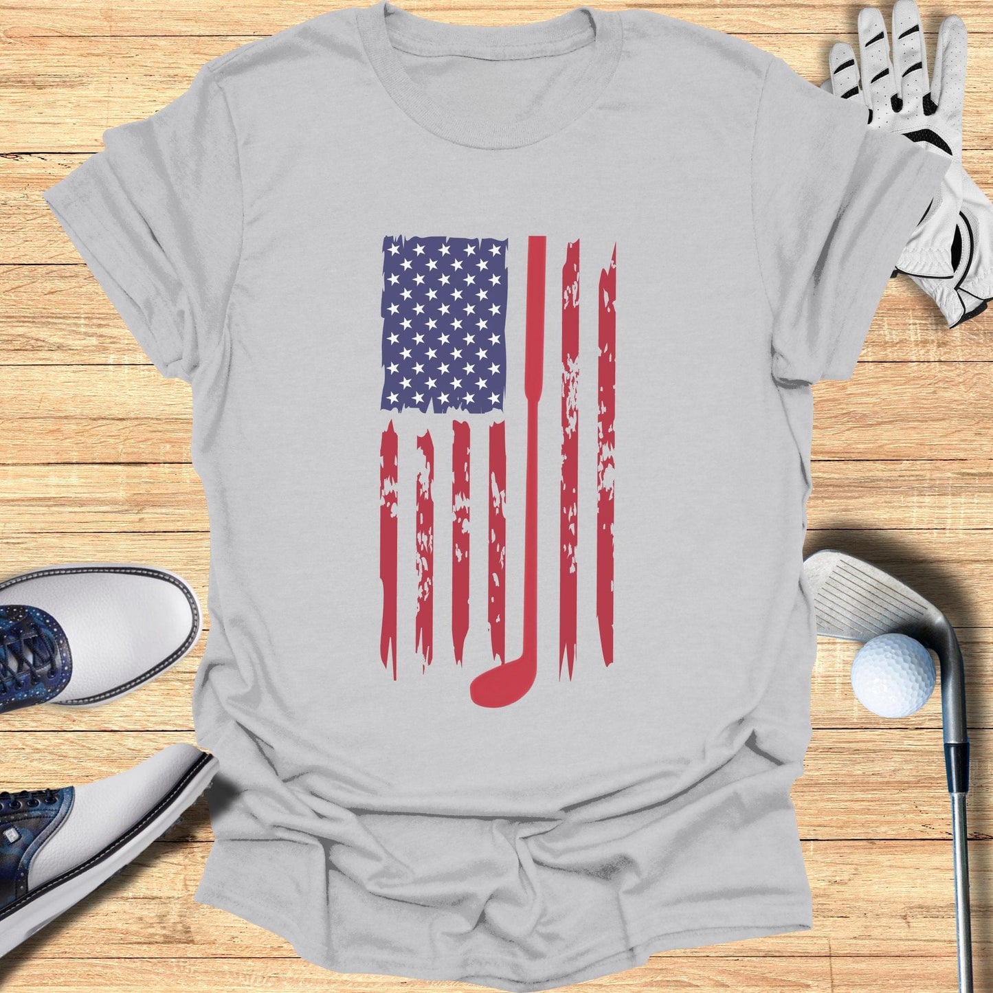 Patriotic Golf American Flag T-Shirt - Funny Golf Tee by Swing Epic