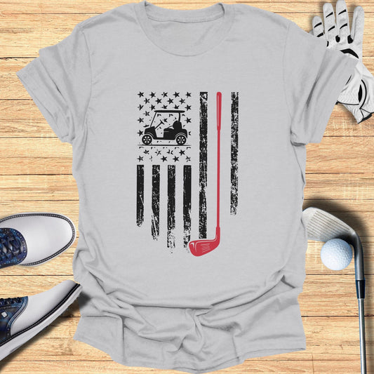 Patriotic Golf Cart USA Flag T-Shirt - Funny Golf Tee by Swing Epic