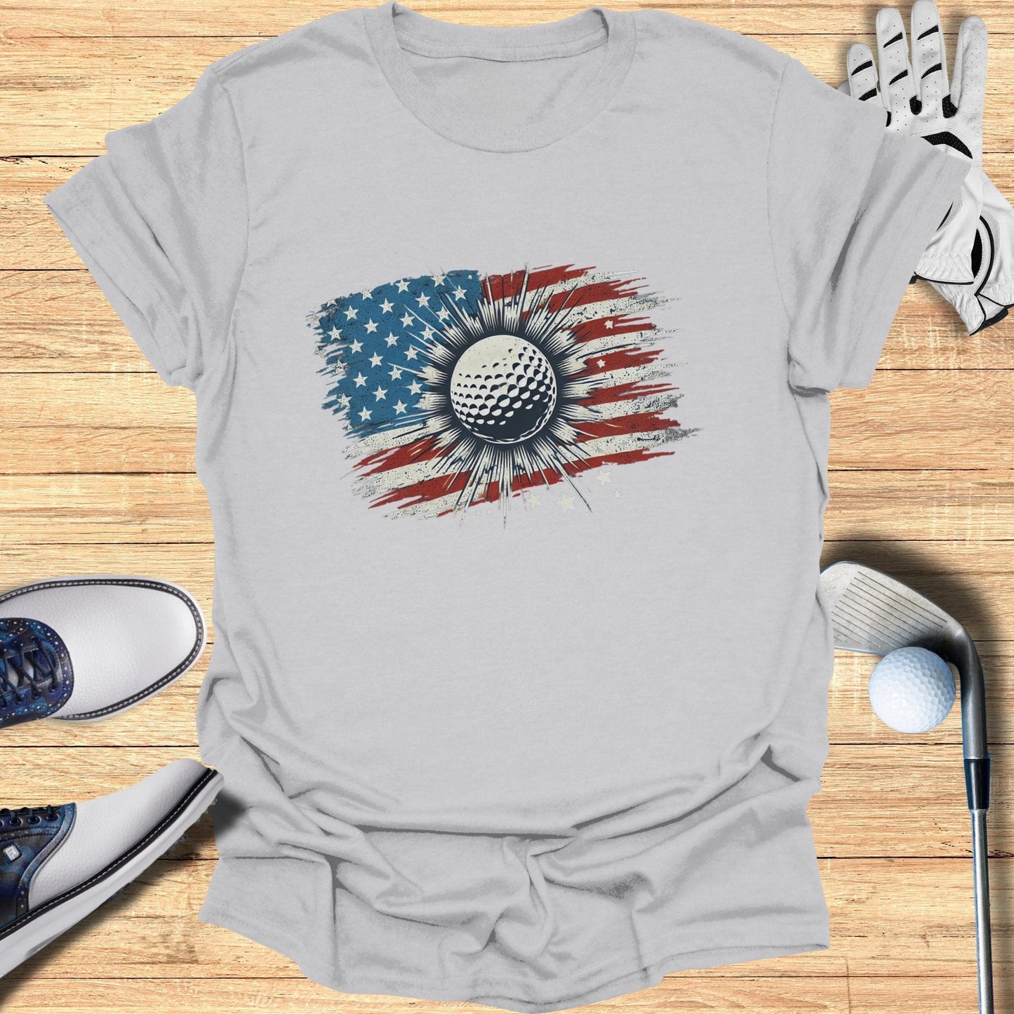 American Flag Golf Ball T-Shirt - Funny Golf Tee by Swing Epic