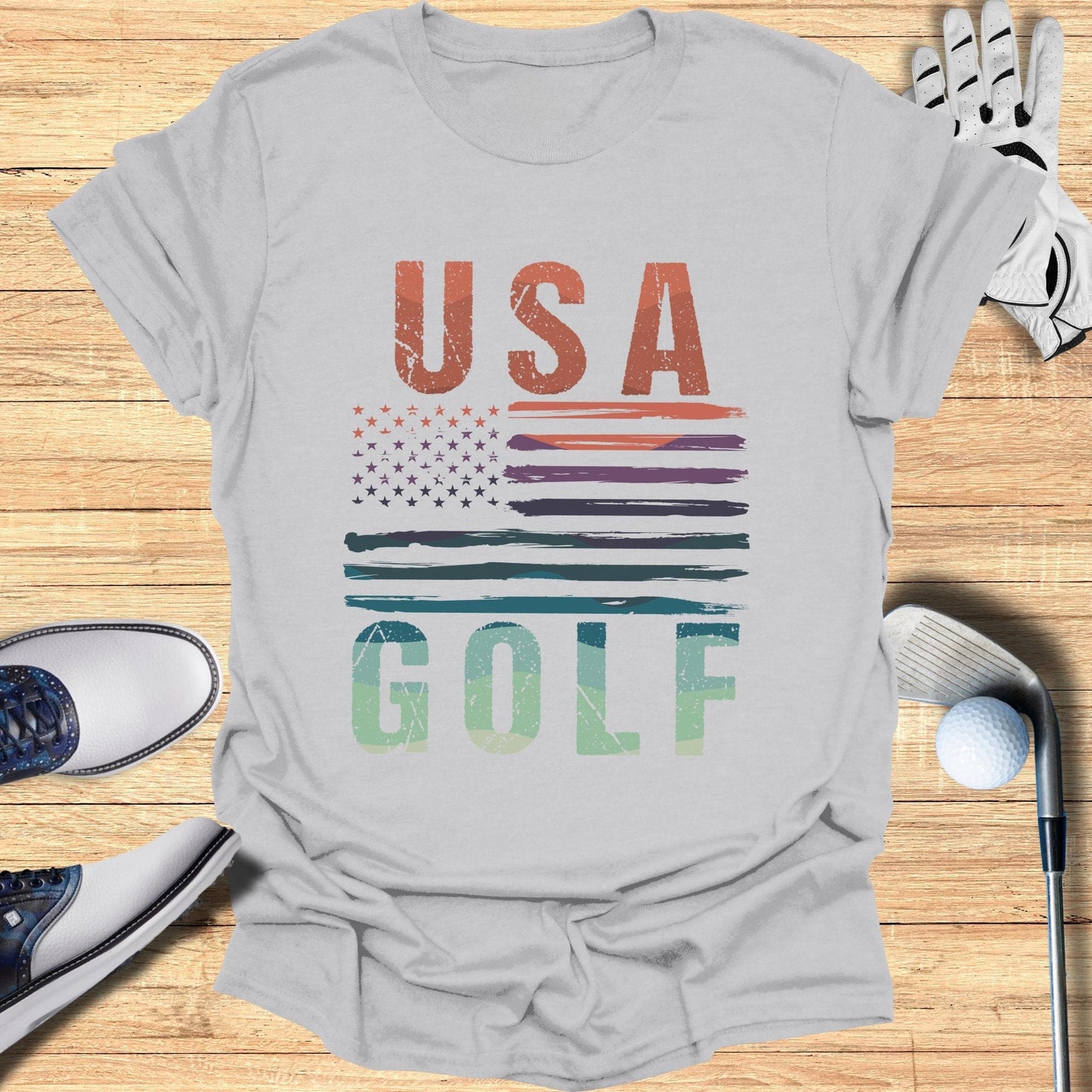 USA Golf Distressed Flag T-Shirt - Funny Golf Tee by Swing Epic