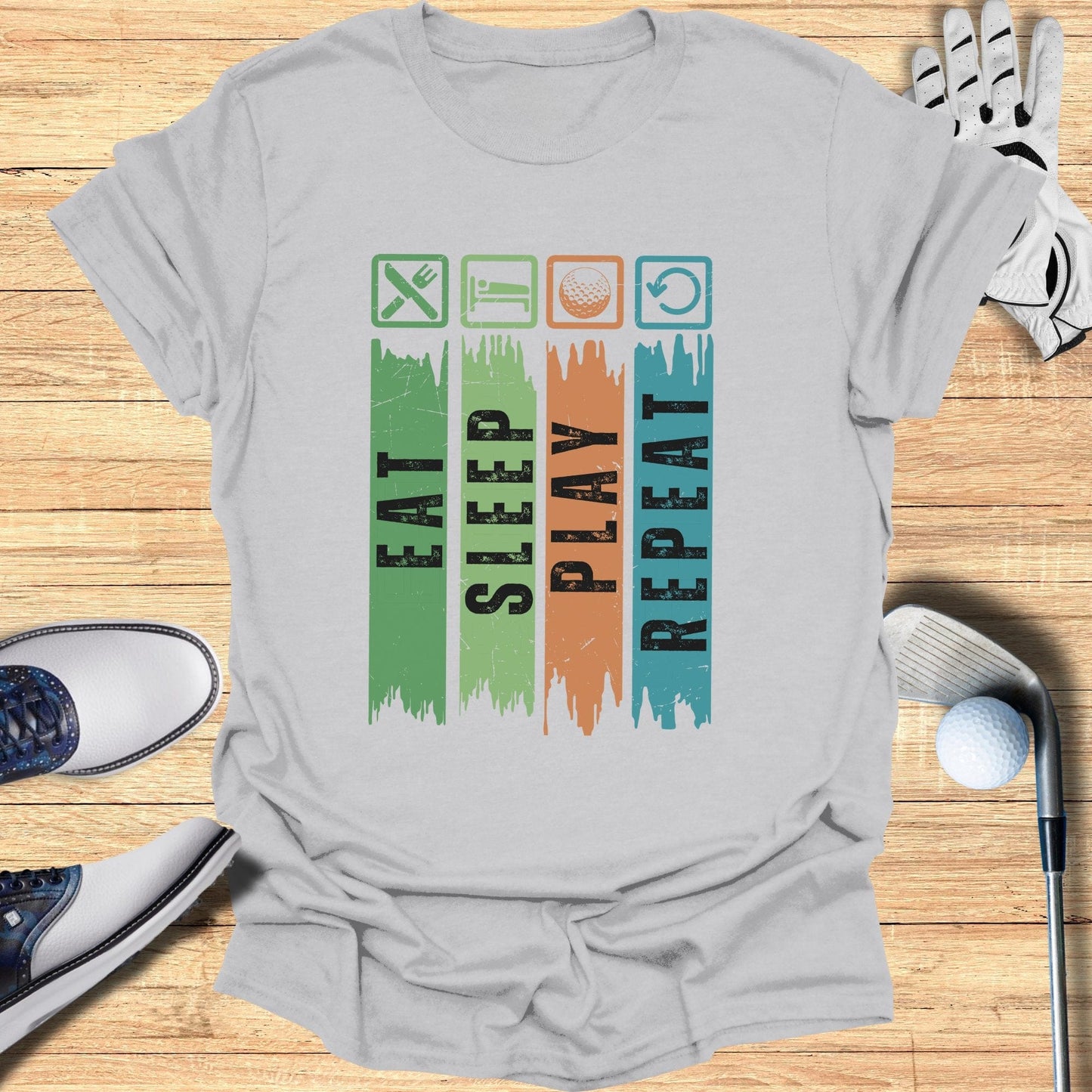 Eat Sleep Play Repeat T-Shirt - Funny Golf Tee by Swing Epic