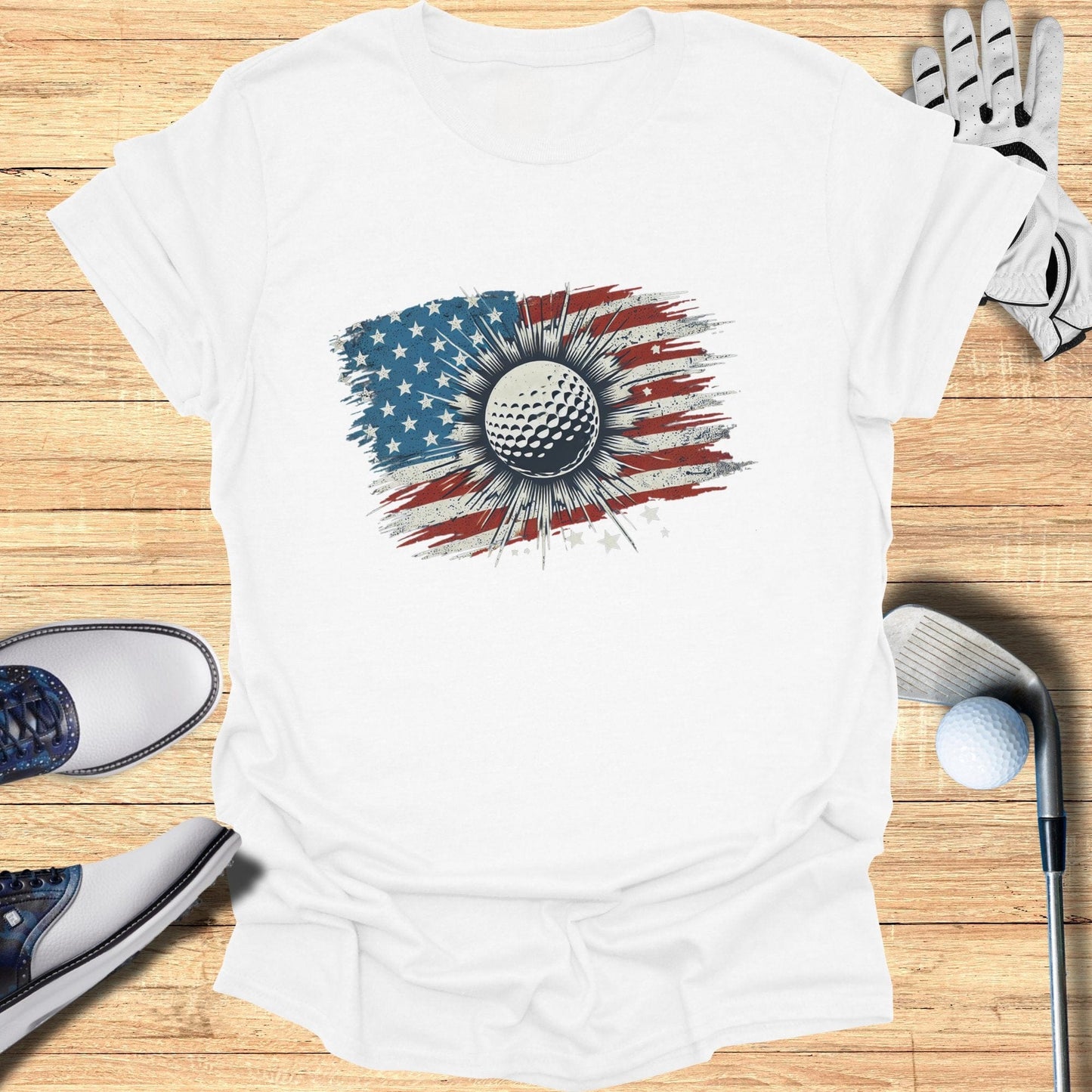 American Flag Golf Ball T-Shirt - Funny Golf Tee by Swing Epic