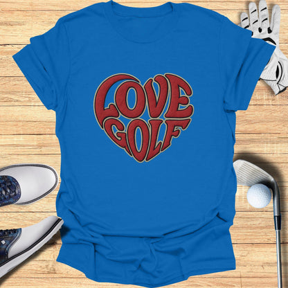Love Golf Heart Blue T-Shirt for Golf Lovers