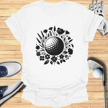 Golf Ball Floral Print Graphic Tee Flower Pattern