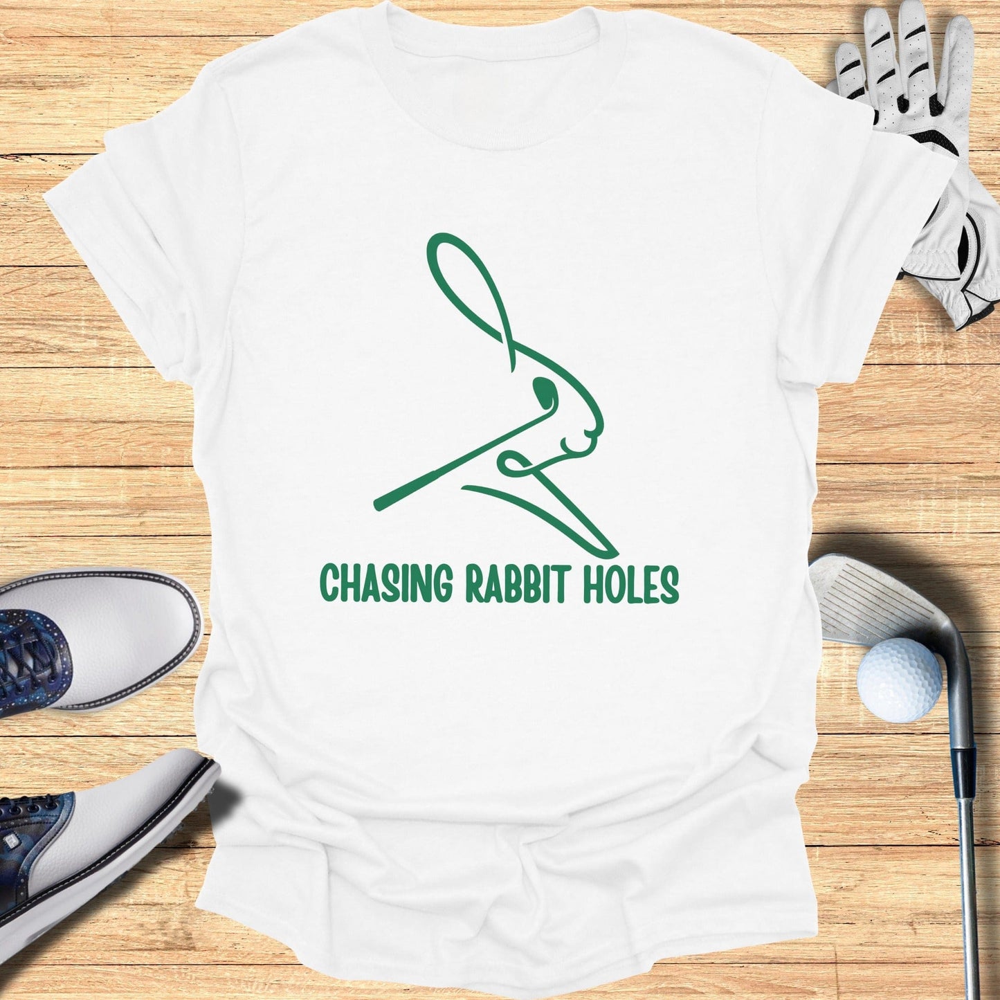 Chasing Rabbit Holes T-Shirt Sports Tee Golf Theme