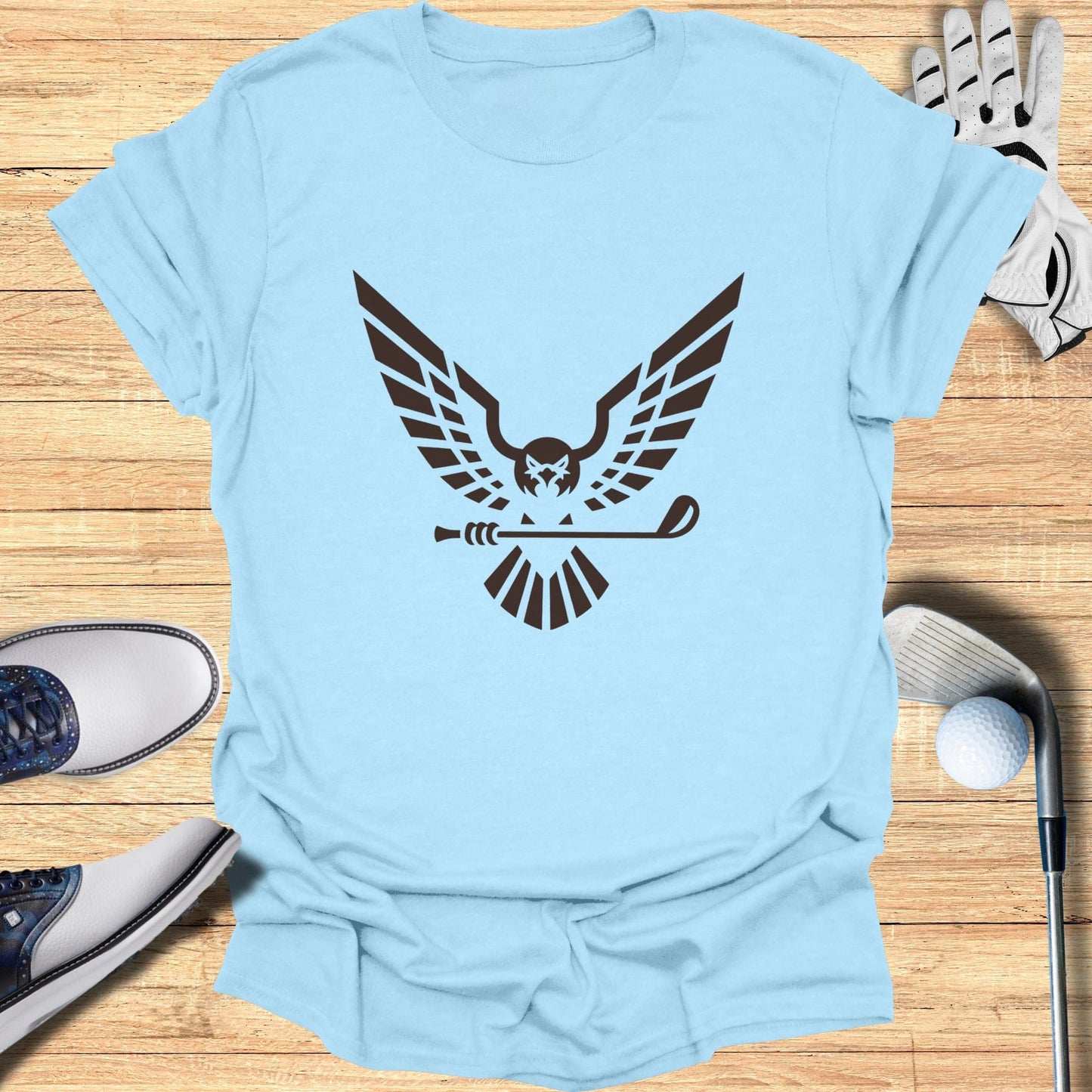 Blue T-shirt with Golf Eagle Logo for Golf Enthusiasts