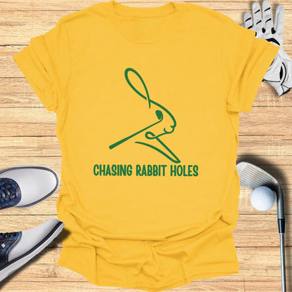Chasing Rabbit Holes Graphic Tee Ideal for Golf Enthusiasts