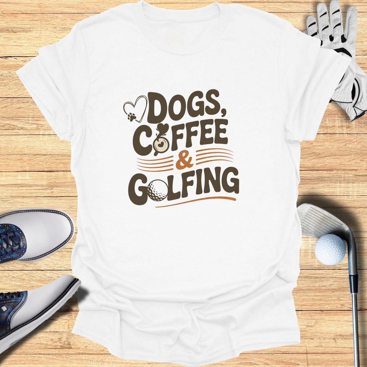 Dogs Coffee and Golfing T-Shirt - Funny Golf Tee by Swing Epic