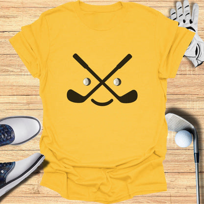 Funny Face Crossed Golf Clubs Graphic Tee Product