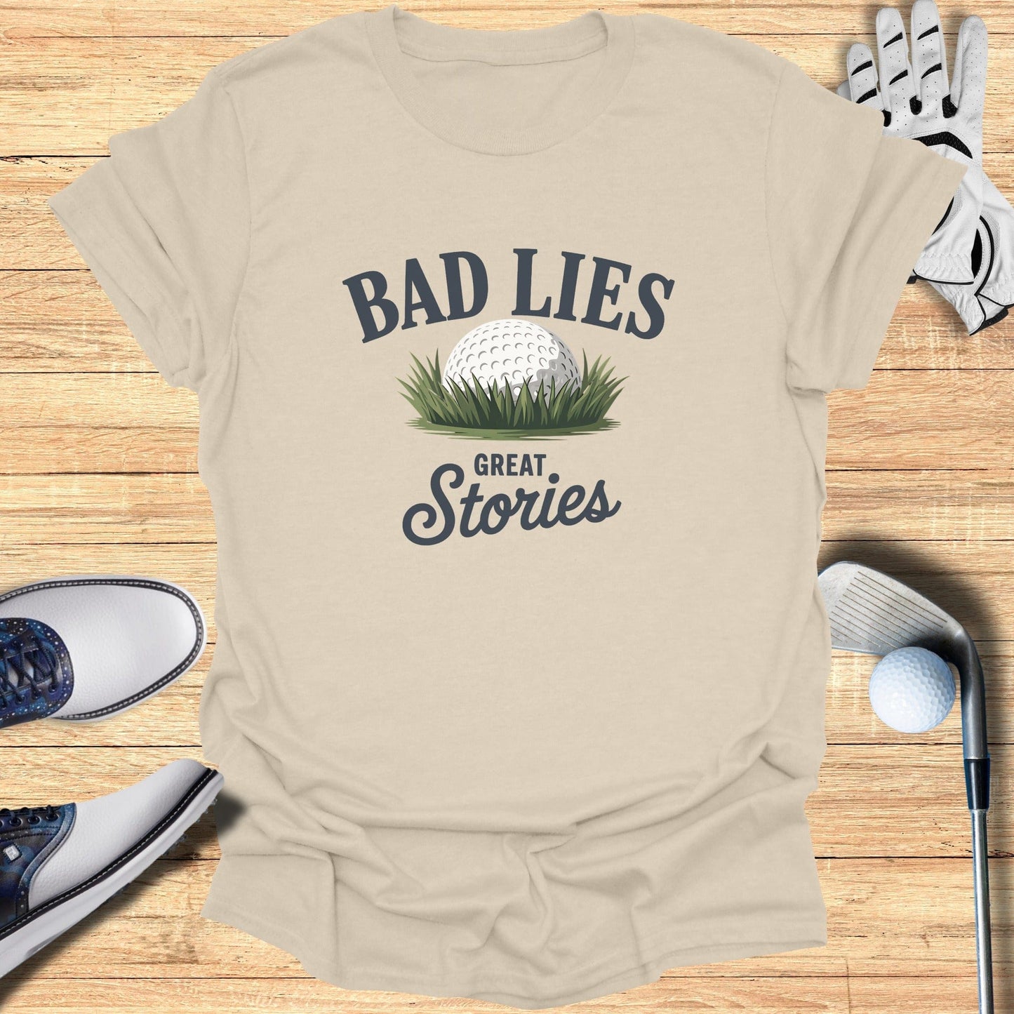 Bad Lies Great Stories T-Shirt - Funny Golf Tee by Swing Epic