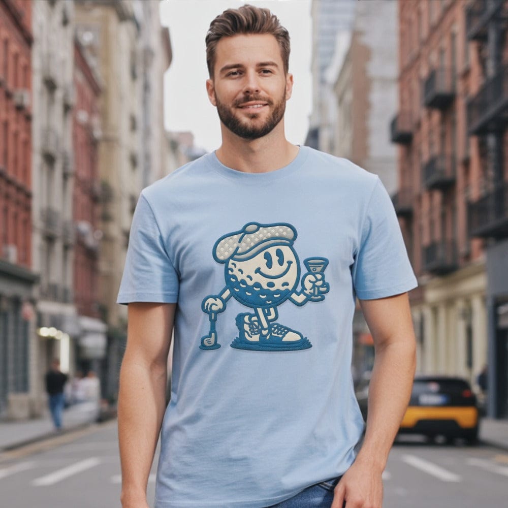 Happy Golf Ball Character Graphic T-Shirt for Men