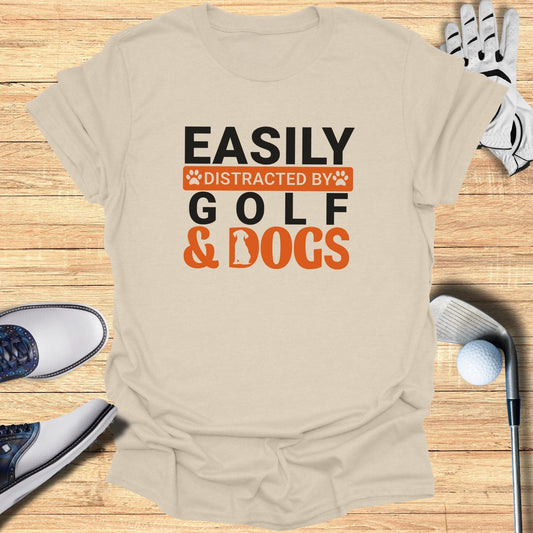 Easily Distracted By Golf & Dogs T-Shirt - Funny Golf Tee by Swing Epic