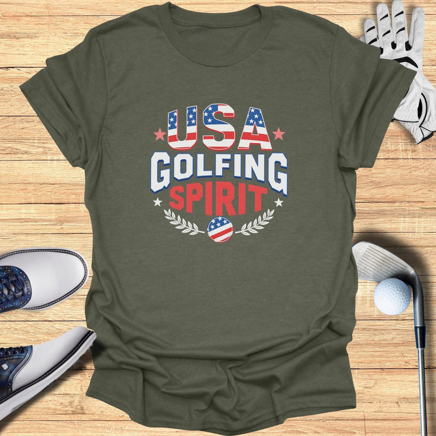 USA Golfing Spirit T-Shirt - Funny Golf Tee by Swing Epic