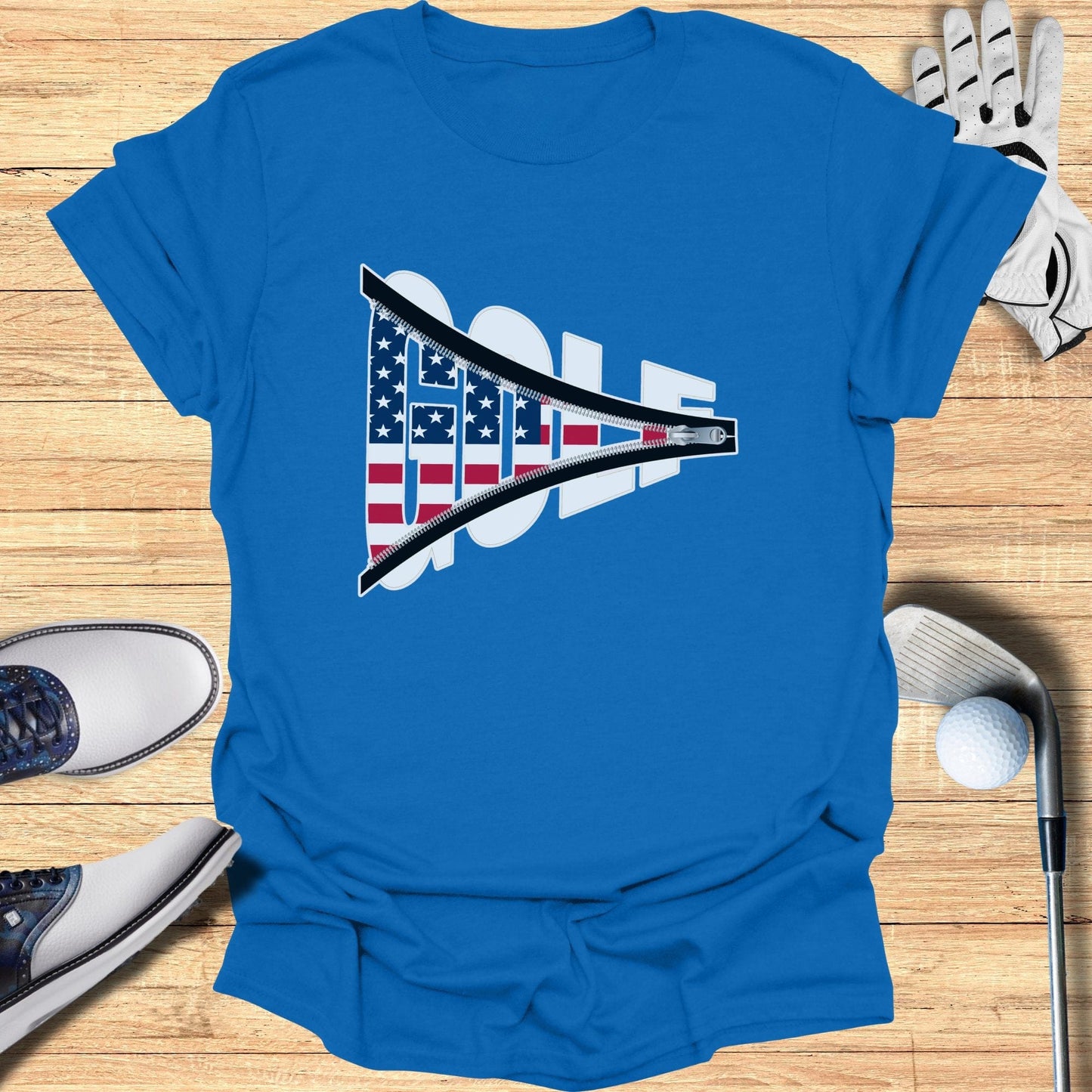 Stars and Stripes Zip T-Shirt - Funny Golf Tee by Swing Epic