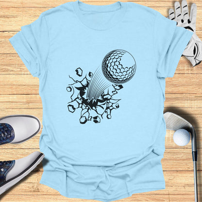 Golf Ball Cracking Through Design T-Shirt