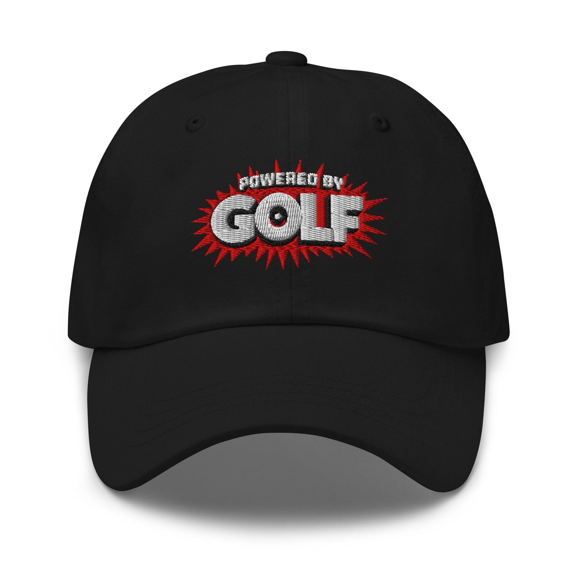 Powered By Golf Funny Embroidered Golf Cap - Funny Golf Tee by Swing Epic