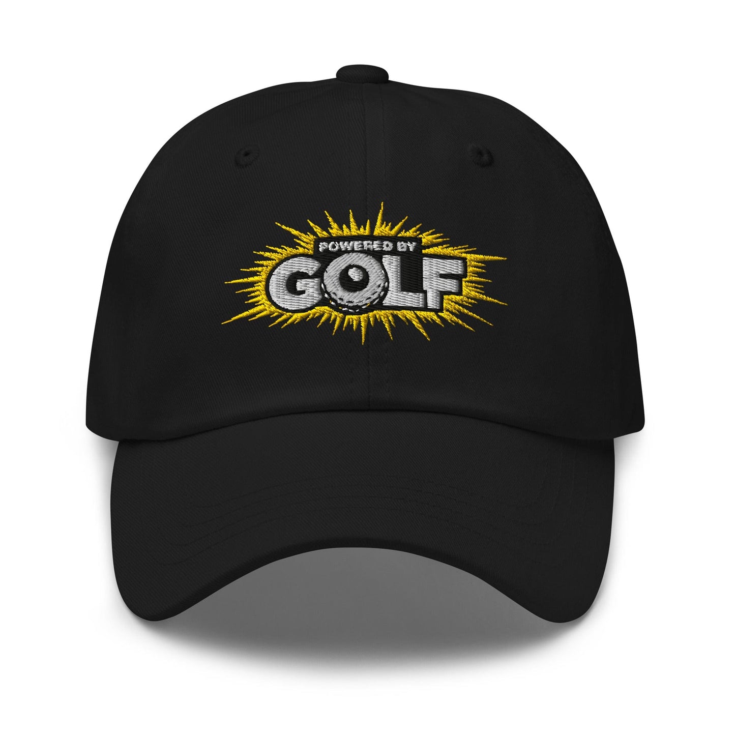 Powered By Golf Funny Embroidered Golf Cap - Funny Golf Tee by Swing Epic