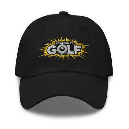 Powered By Golf Funny Embroidered Golf Cap - Funny Golf Tee by Swing Epic