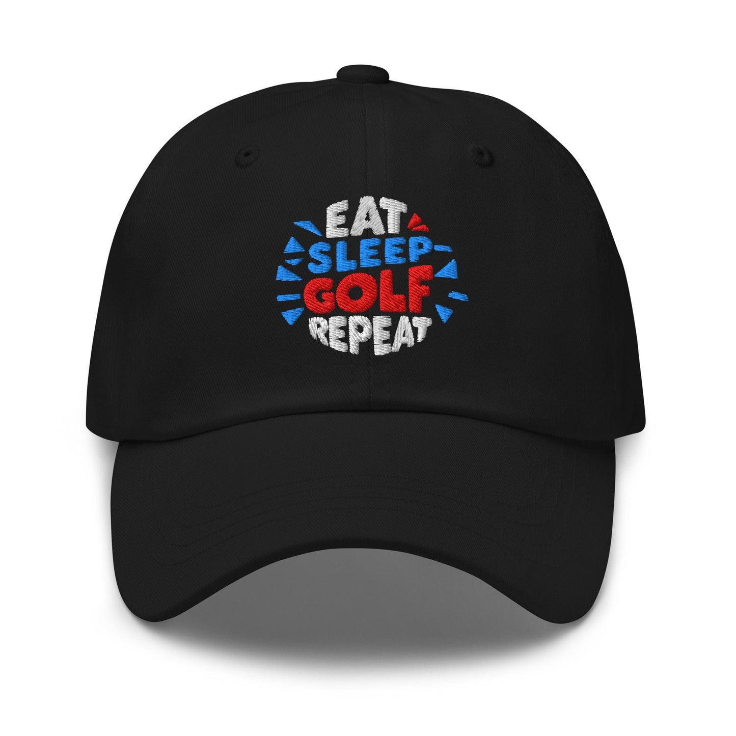 Eat Sleep Golf Repeat Fun Design Embroidered Golf Cap - Funny Golf Tee by Swing Epic