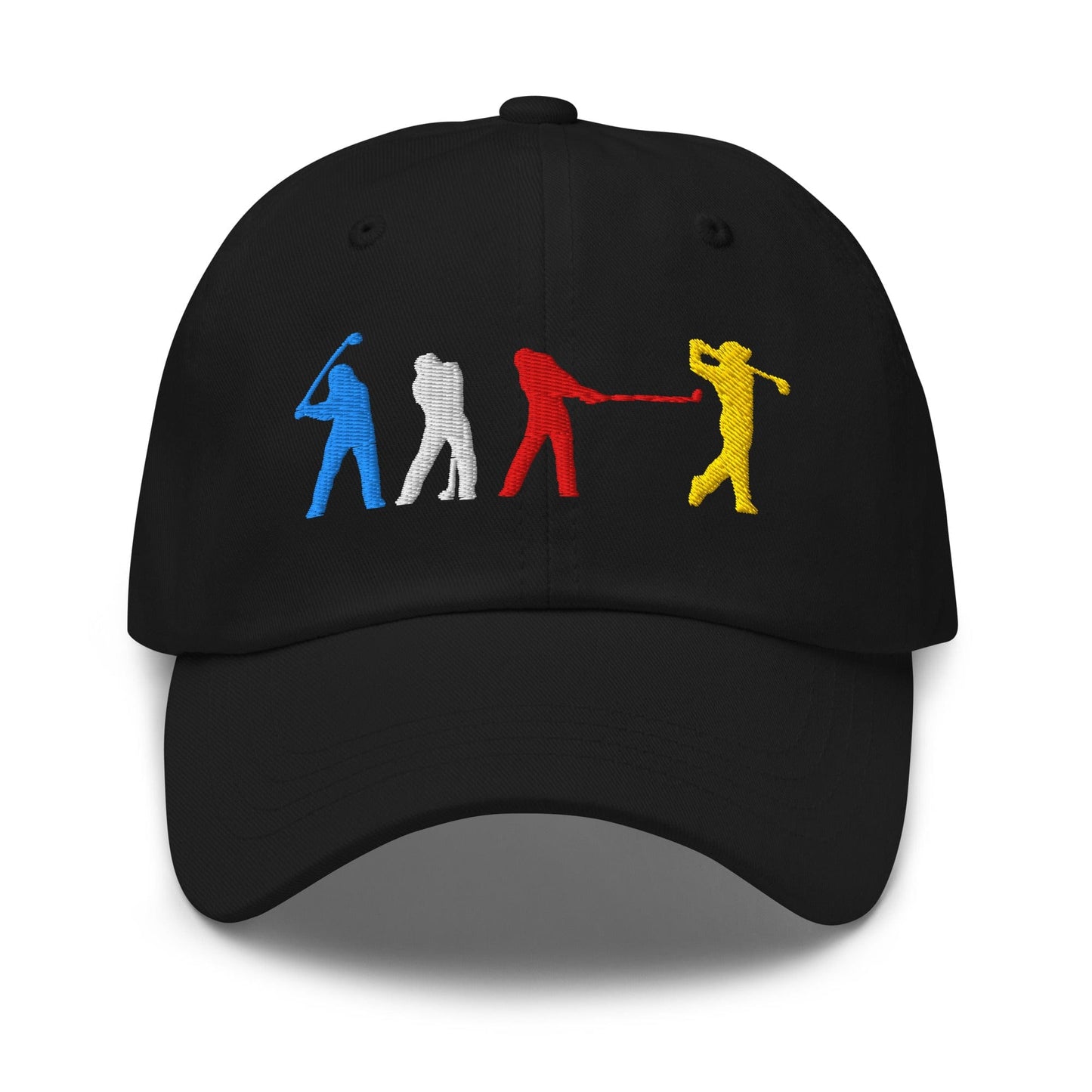 Four Swinging Silhouettes Dynamic Embroidered Golf Cap - Funny Golf Tee by Swing Epic