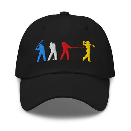 Four Swinging Silhouettes Dynamic Embroidered Golf Cap - Funny Golf Tee by Swing Epic