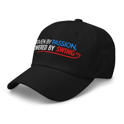 Driven by Passion Powered by Swing Embroidered Golf Cap - Funny Golf Tee by Swing Epic