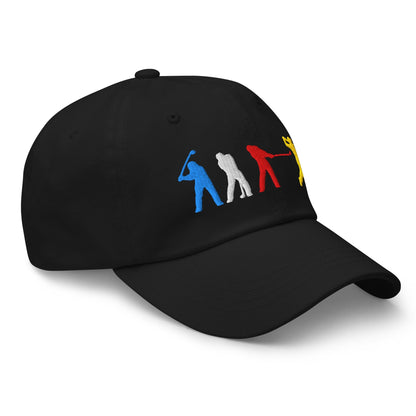 Four Swinging Silhouettes Dynamic Embroidered Golf Cap - Funny Golf Tee by Swing Epic