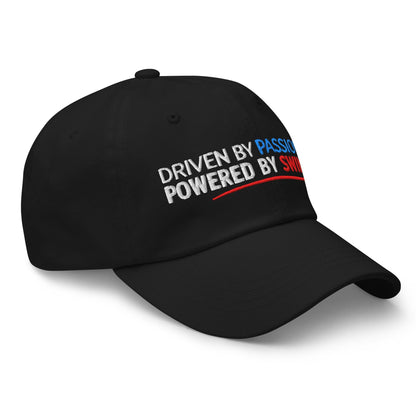 Driven by Passion Powered by Swing Embroidered Golf Cap - Funny Golf Tee by Swing Epic