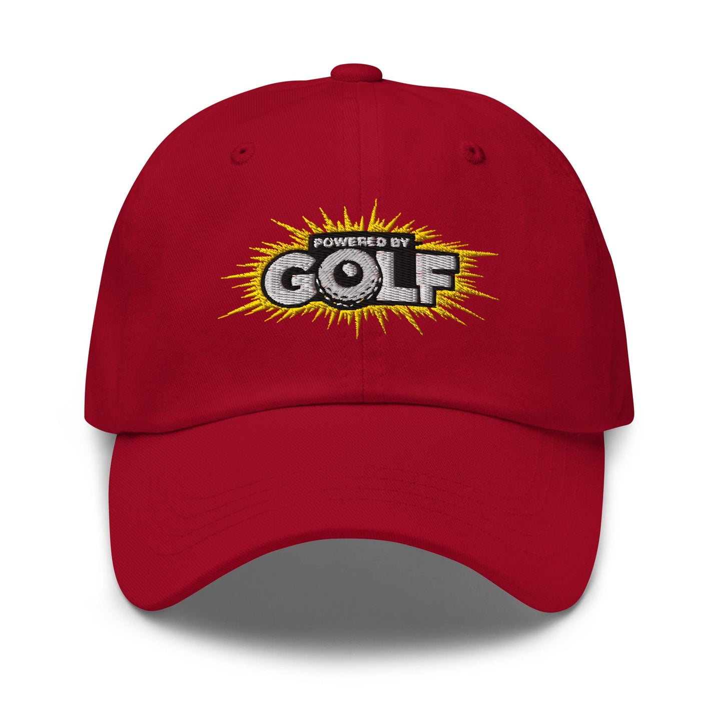 Powered By Golf Funny Embroidered Golf Cap - Funny Golf Tee by Swing Epic