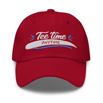 Tee Time Anytime Fun Embroidered Golf Cap - Funny Golf Tee by Swing Epic