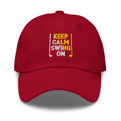 Keep Calm Swing On Embroidered Golf Cap - Funny Golf Tee by Swing Epic