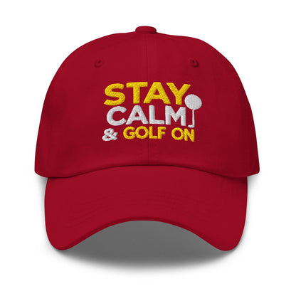 Stay Calm & Golf On Funny Embroidered Golf Cap - Funny Golf Tee by Swing Epic
