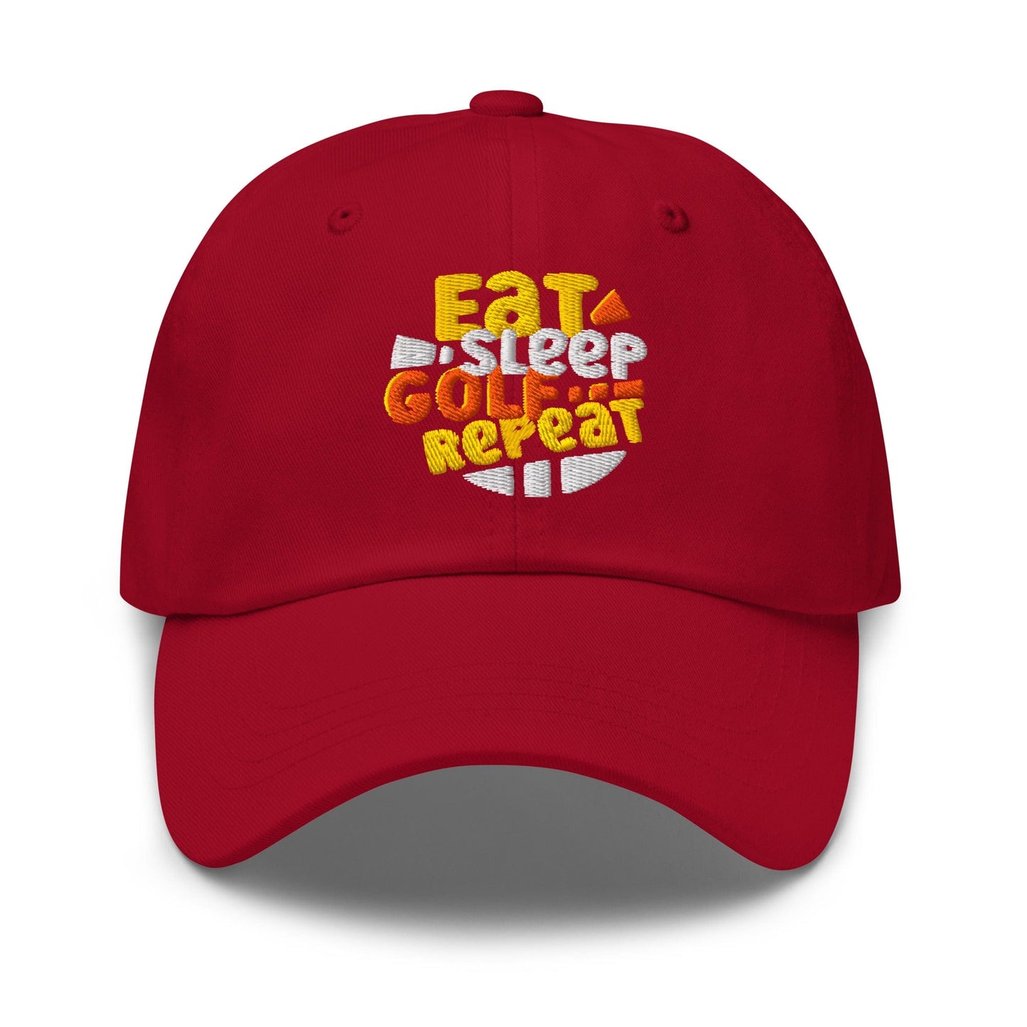 Eat Sleep Golf Repeat Fun Design Embroidered Golf Cap - Funny Golf Tee by Swing Epic