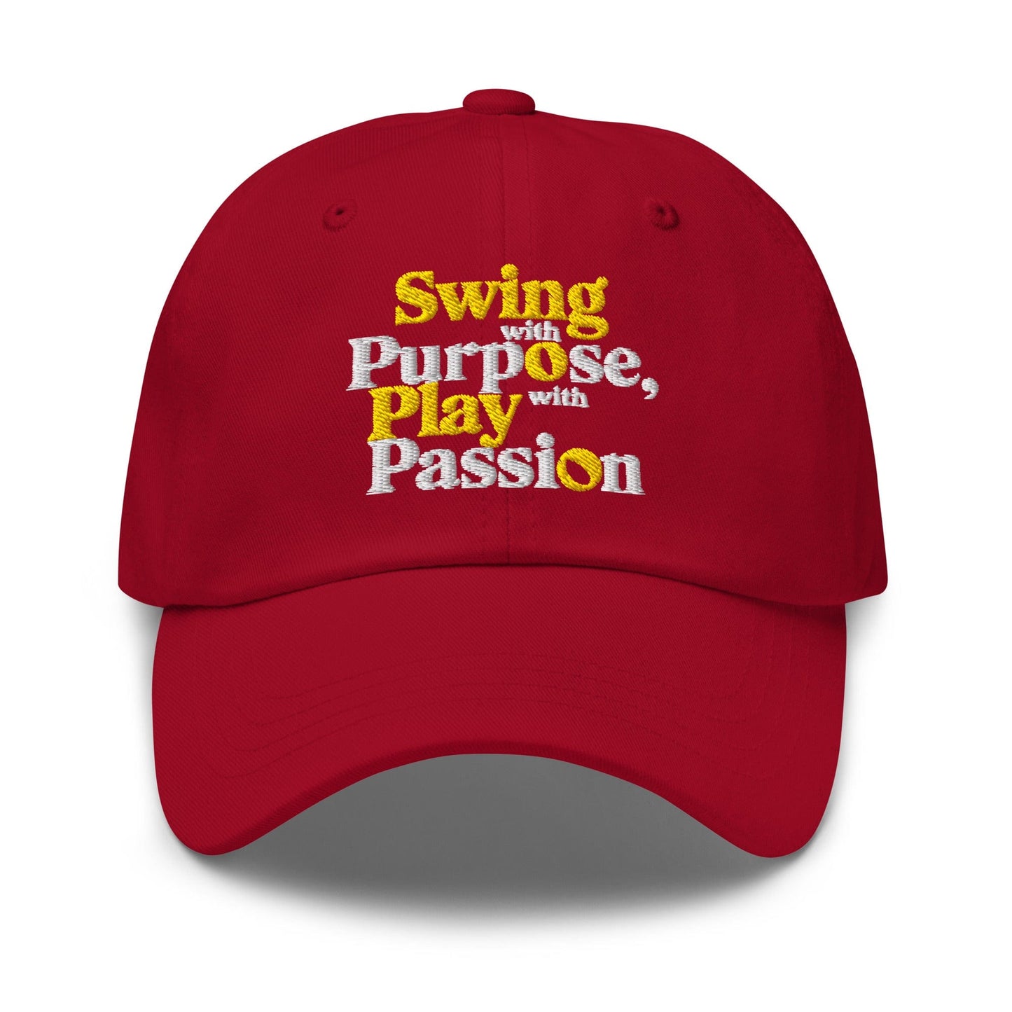 Swing with Purpose Play with Passion Embroidered Golf Cap - Funny Golf Tee by Swing Epic