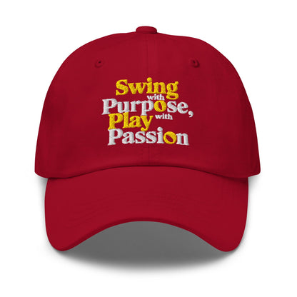 Swing with Purpose Play with Passion Embroidered Golf Cap - Funny Golf Tee by Swing Epic