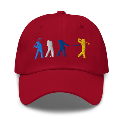 Four Swinging Silhouettes Dynamic Embroidered Golf Cap - Funny Golf Tee by Swing Epic