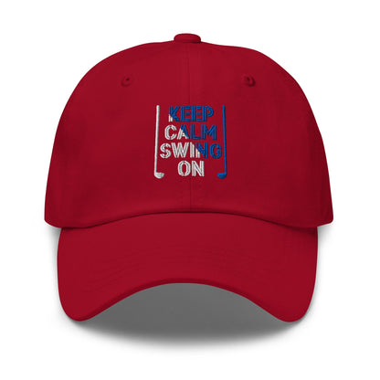 Keep Calm Swing On Embroidered Golf Cap - Funny Golf Tee by Swing Epic