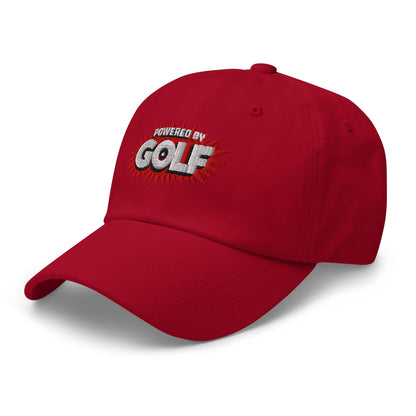 Powered By Golf Funny Embroidered Golf Cap - Funny Golf Tee by Swing Epic