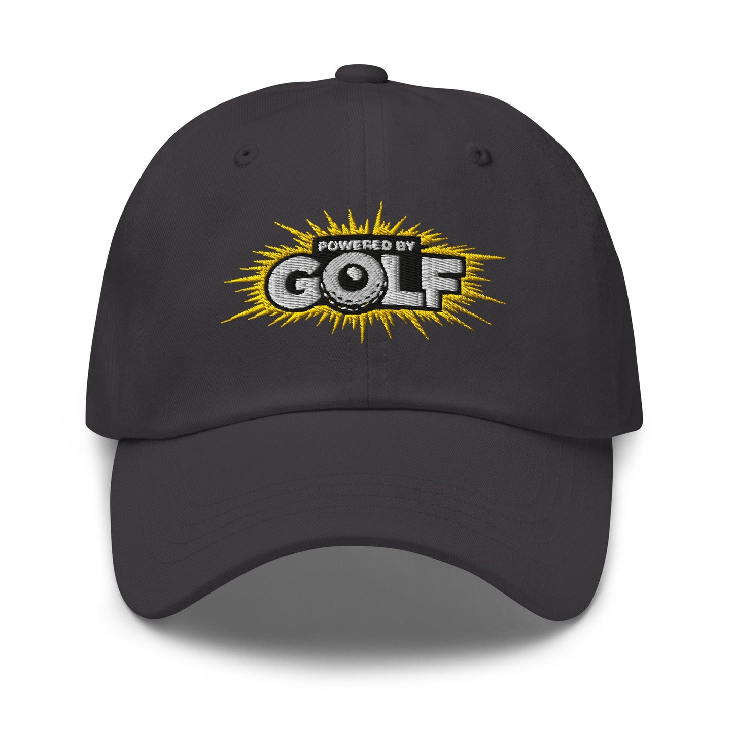 Powered By Golf Funny Embroidered Golf Cap - Funny Golf Tee by Swing Epic