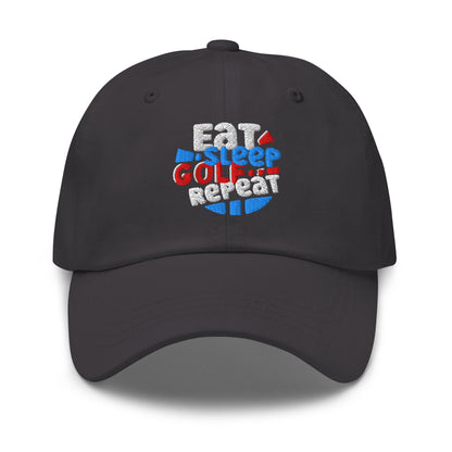 Eat Sleep Golf Repeat Fun Design Embroidered Golf Cap - Funny Golf Tee by Swing Epic