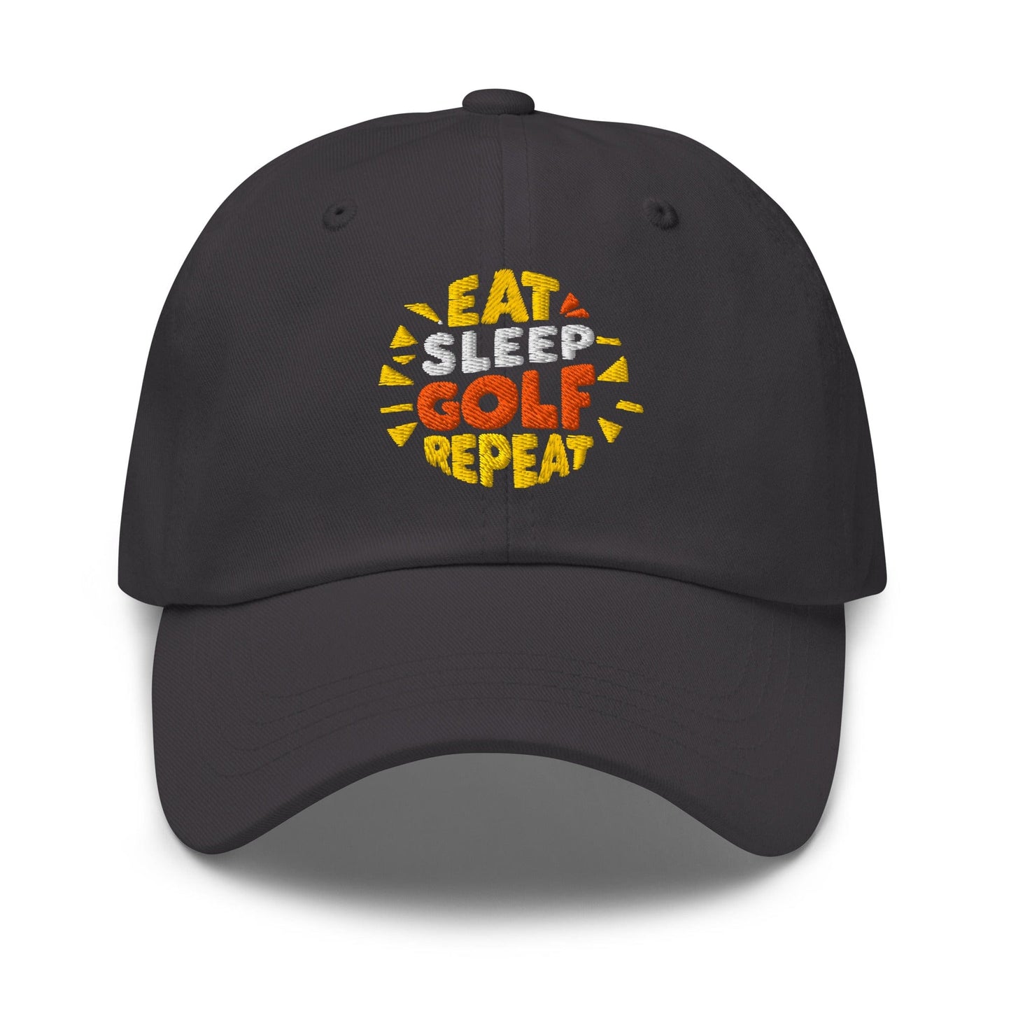 Eat Sleep Golf Repeat Fun Design Embroidered Golf Cap - Funny Golf Tee by Swing Epic